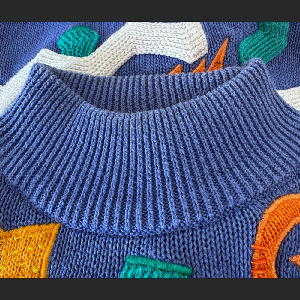 Vtg 80s I.B. Diffusion Mock Neck 3D Geometric Boxy Sweater S Art to Wear - Picture 9 of 9